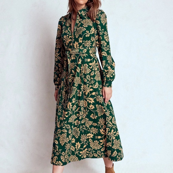 Boden Dresses & Skirts - Boden Adelaide Zip Cord Midi Dress Green‎ Tan size 8R New With Tags